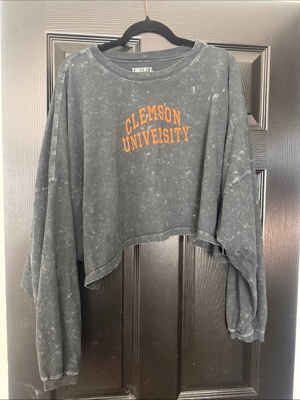 Clemson University Cropped Sweatshirt - Black with Orange Logo